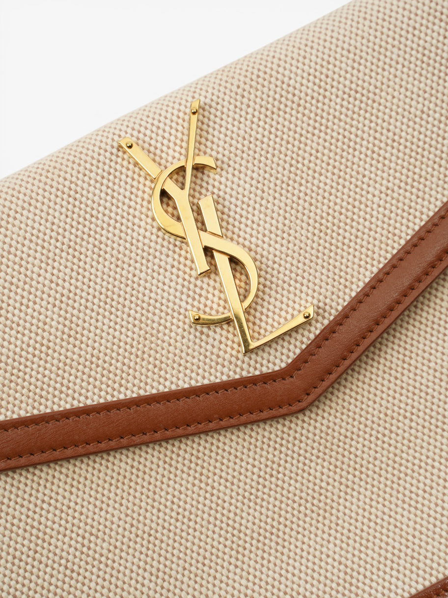 Saint Laurent Uptown Pouch Beige / Brown Canvas Image 4