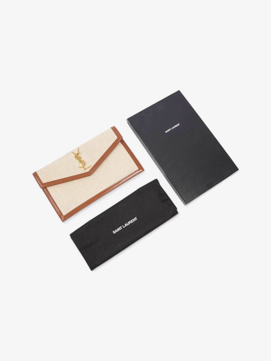 Saint Laurent Uptown Pouch Beige / Brown Canvas Image 7