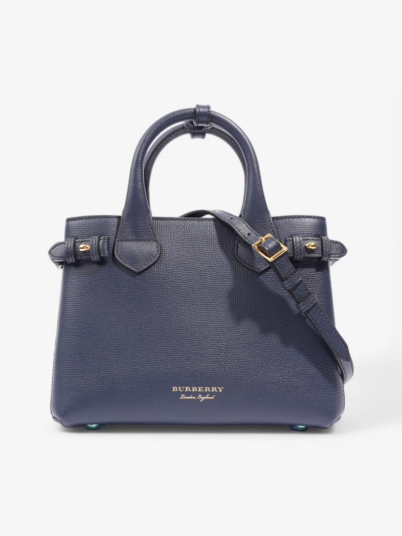  Burberry Banner Bag Ink Blue / House Check Calfskin Leather Small