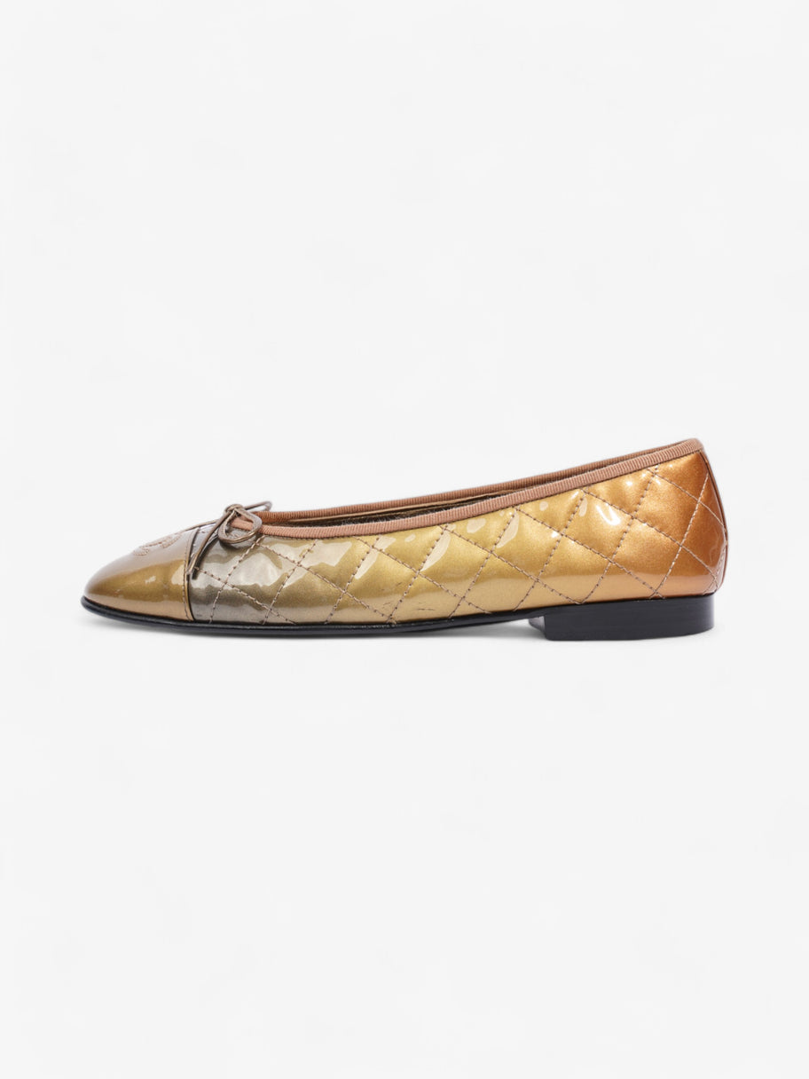 Chanel CC Logo Ballet Flats Gold Ombre Patent Leather EU 37 UK 4 Image 5