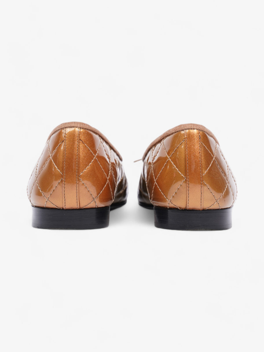 Chanel CC Logo Ballet Flats Gold Ombre Patent Leather EU 37 UK 4 Image 6
