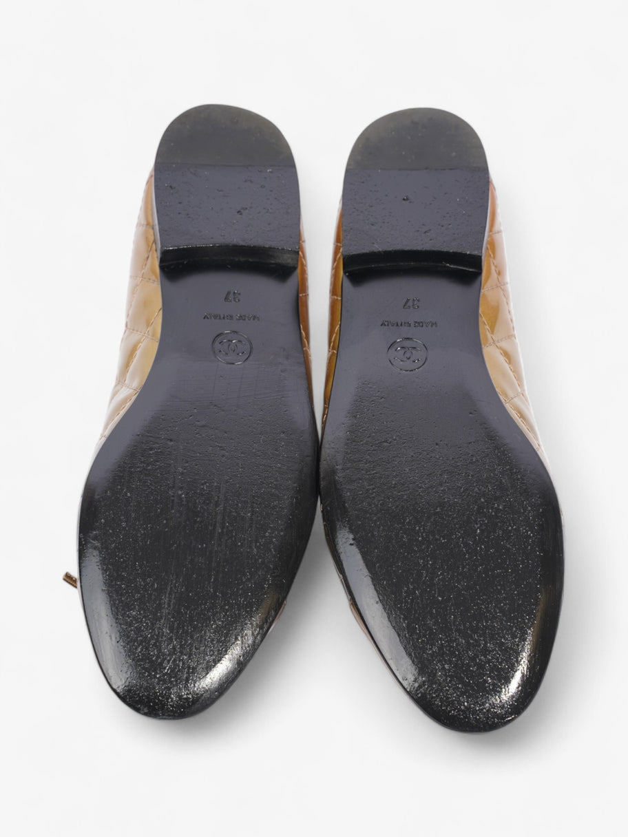 Chanel CC Logo Ballet Flats Gold Ombre Patent Leather EU 37 UK 4 Image 7