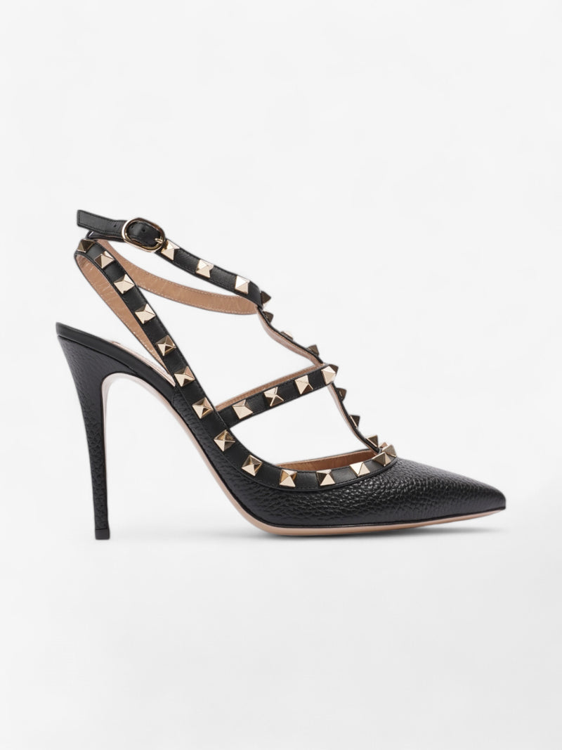  Valentino Rockstud Pump 100 Black / Gold Leather EU 39 UK 6