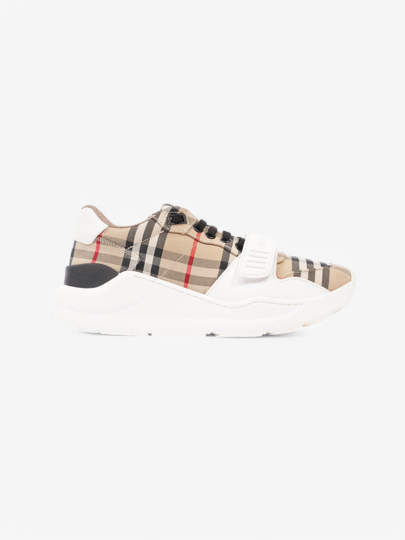  Burberry Ramsey Sneakers White  / Beige Checkered Canvas EU 39 UK 6