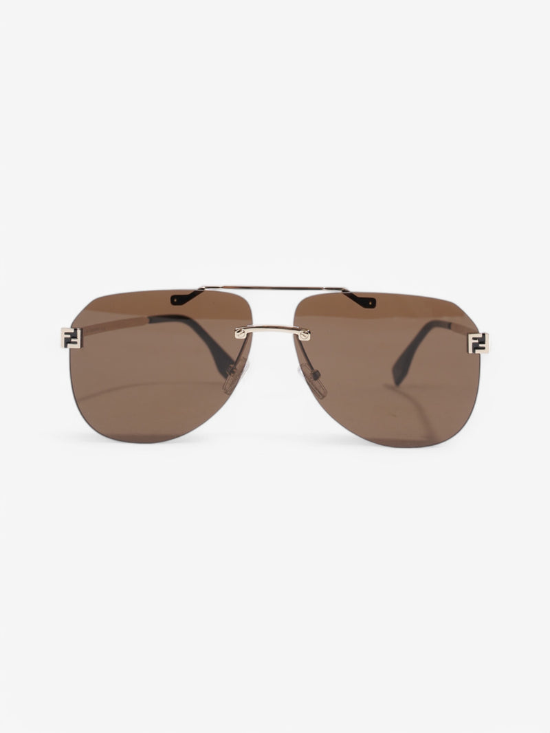  Fendi FF Aviator Sunglasses Black / Light Gold Acetate 145mm