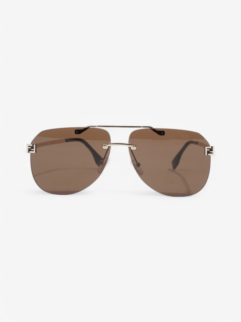 Fendi FF Aviator Sunglasses Black / Light Gold Acetate 145mm Image 1