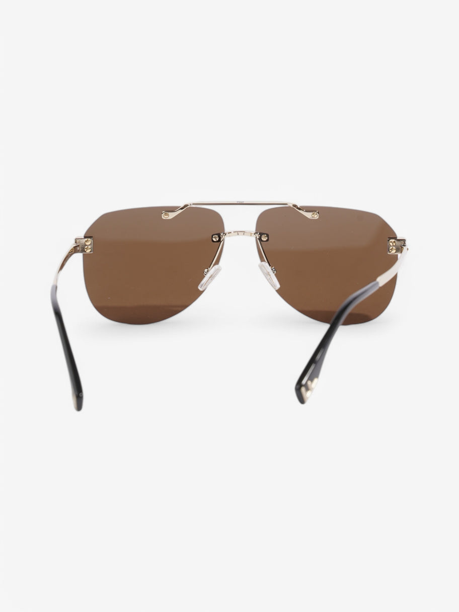 Fendi FF Aviator Sunglasses Black / Light Gold Acetate 145mm Image 3