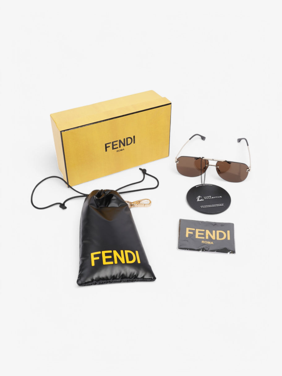 Fendi FF Aviator Sunglasses Black / Light Gold Acetate 145mm Image 6