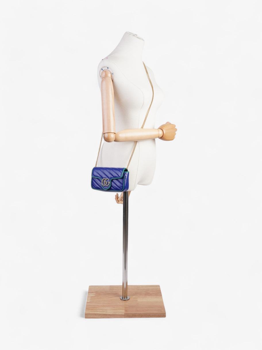 Gucci GG Marmont Blue / Green Matelasse Leather Super Mini Image 2