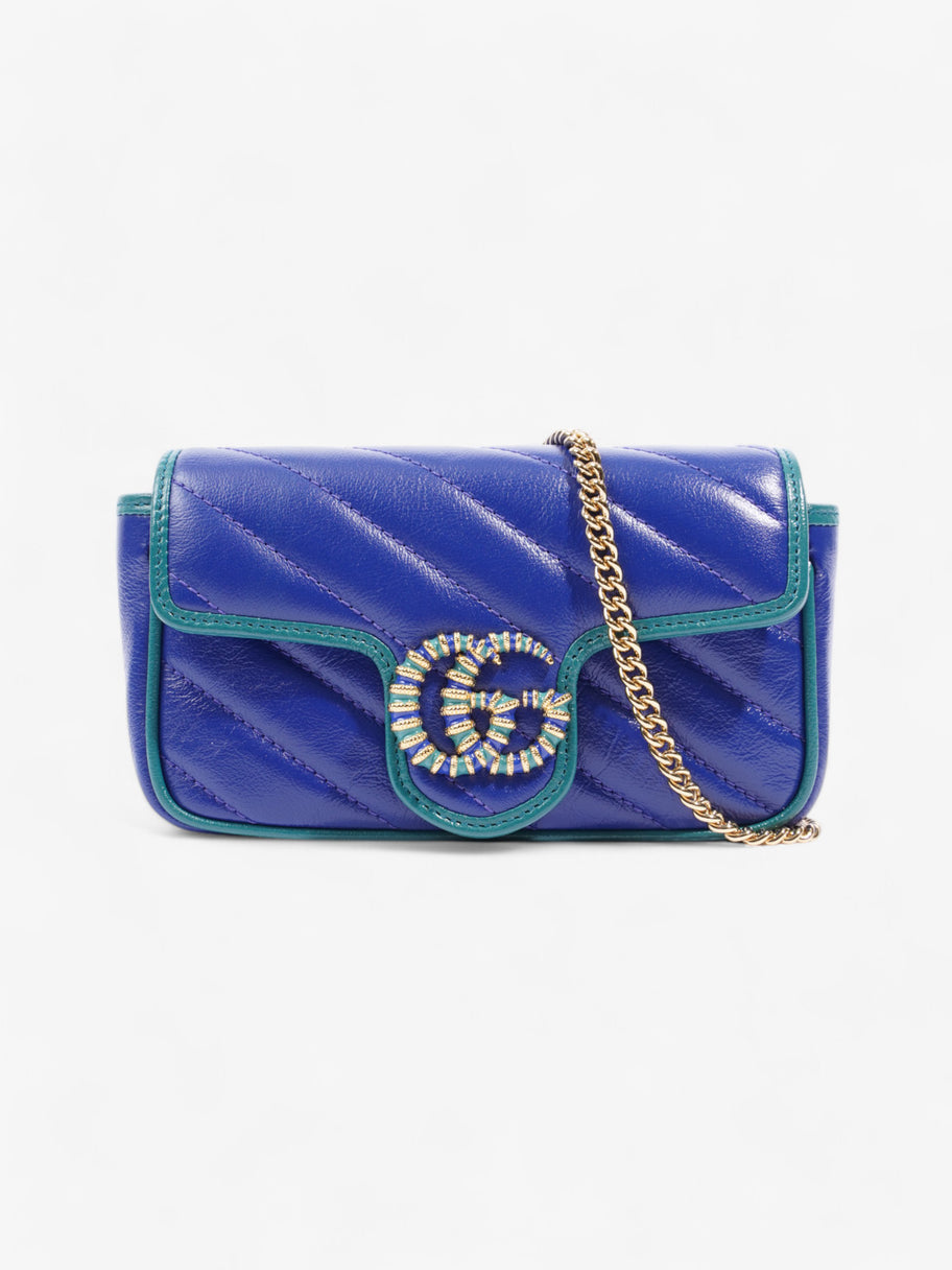 Gucci GG Marmont Blue / Green Matelasse Leather Super Mini Image 1