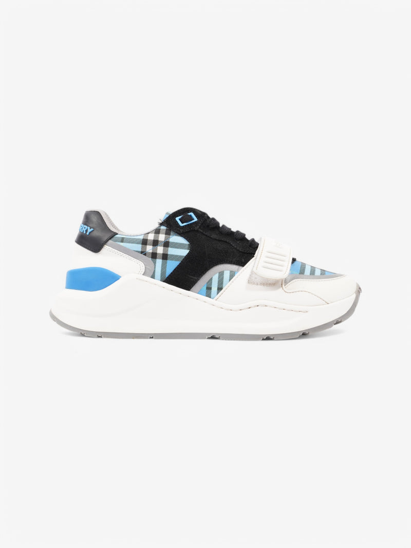  Burberry Ramsey Sneakers White  / Black / Blue Suede EU 37 UK 4