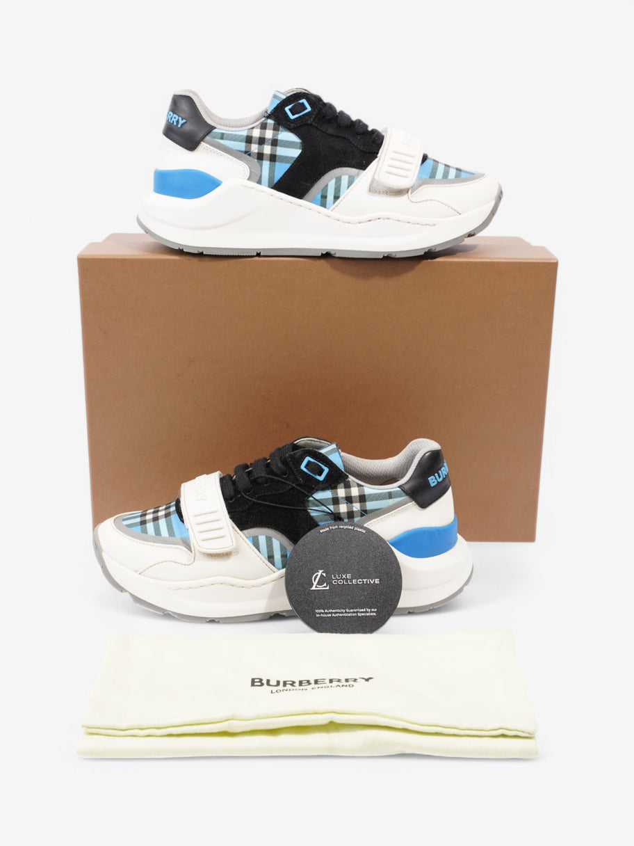 Burberry Ramsey Sneakers White  / Black / Blue Suede EU 37 UK 4 Image 9
