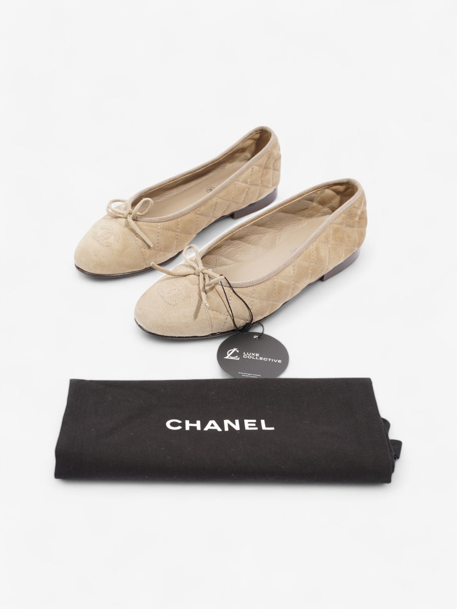 Chanel CC Ballet Flats  Beige  Suede EU 37 UK 4 Image 10