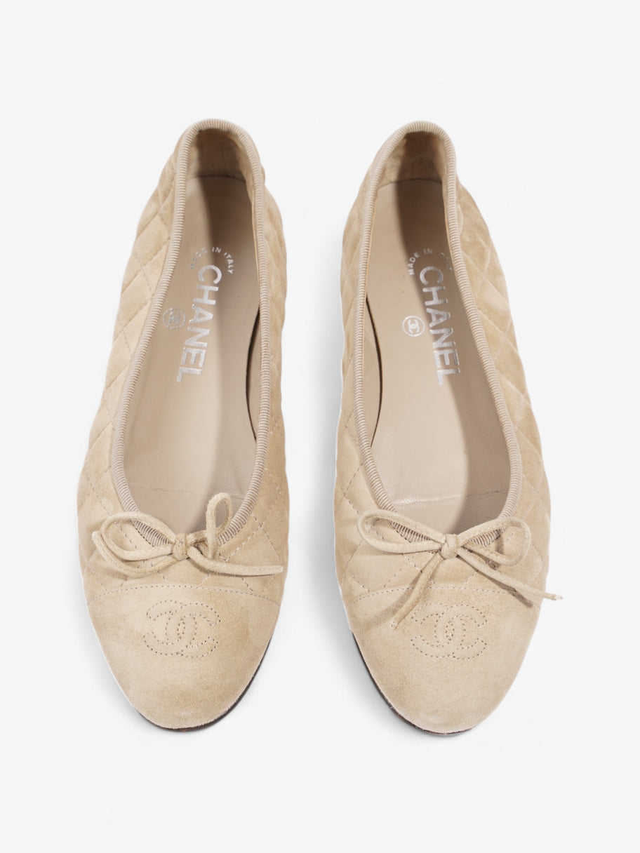 Chanel CC Ballet Flats  Beige  Suede EU 37 UK 4 Image 8