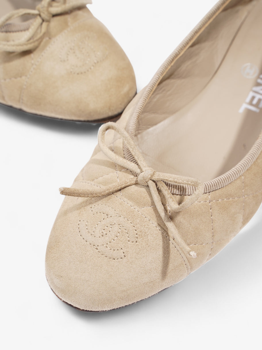 Chanel CC Ballet Flats  Beige  Suede EU 37 UK 4 Image 9