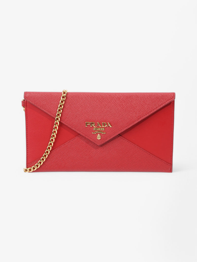  Prada Envelope Wristlet Red Saffiano Leather