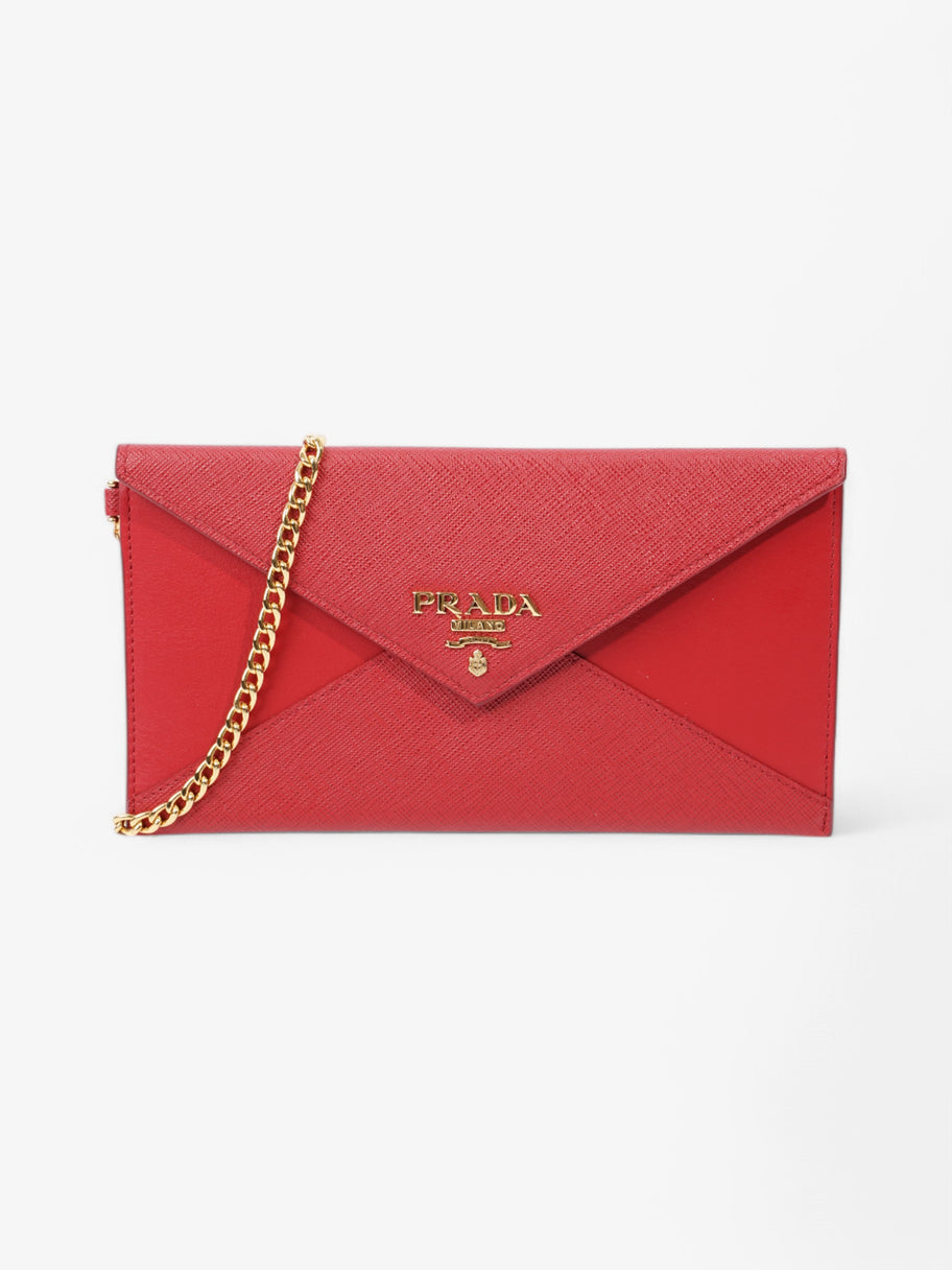Prada Envelope Wristlet Red Saffiano Leather Image 1