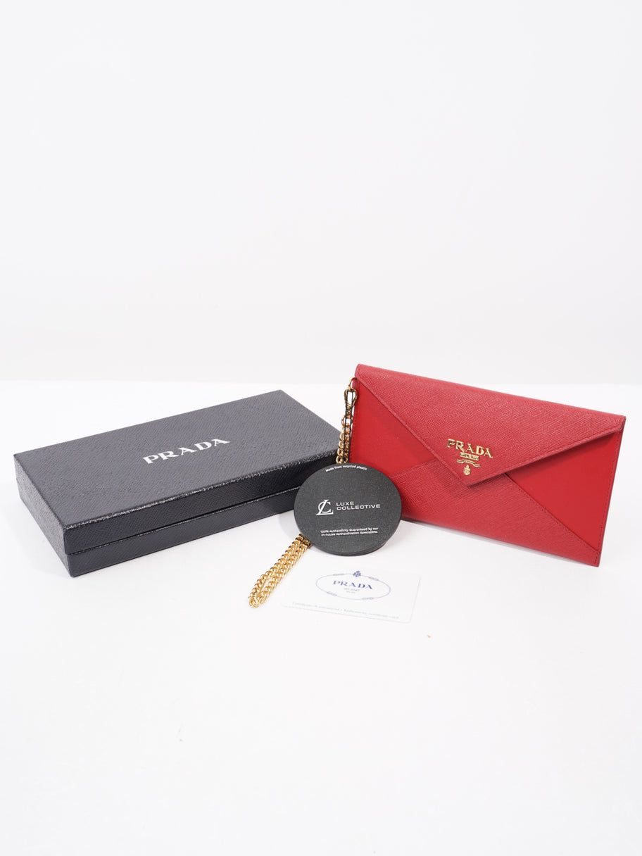 Prada Envelope Wristlet Red Saffiano Leather Image 10