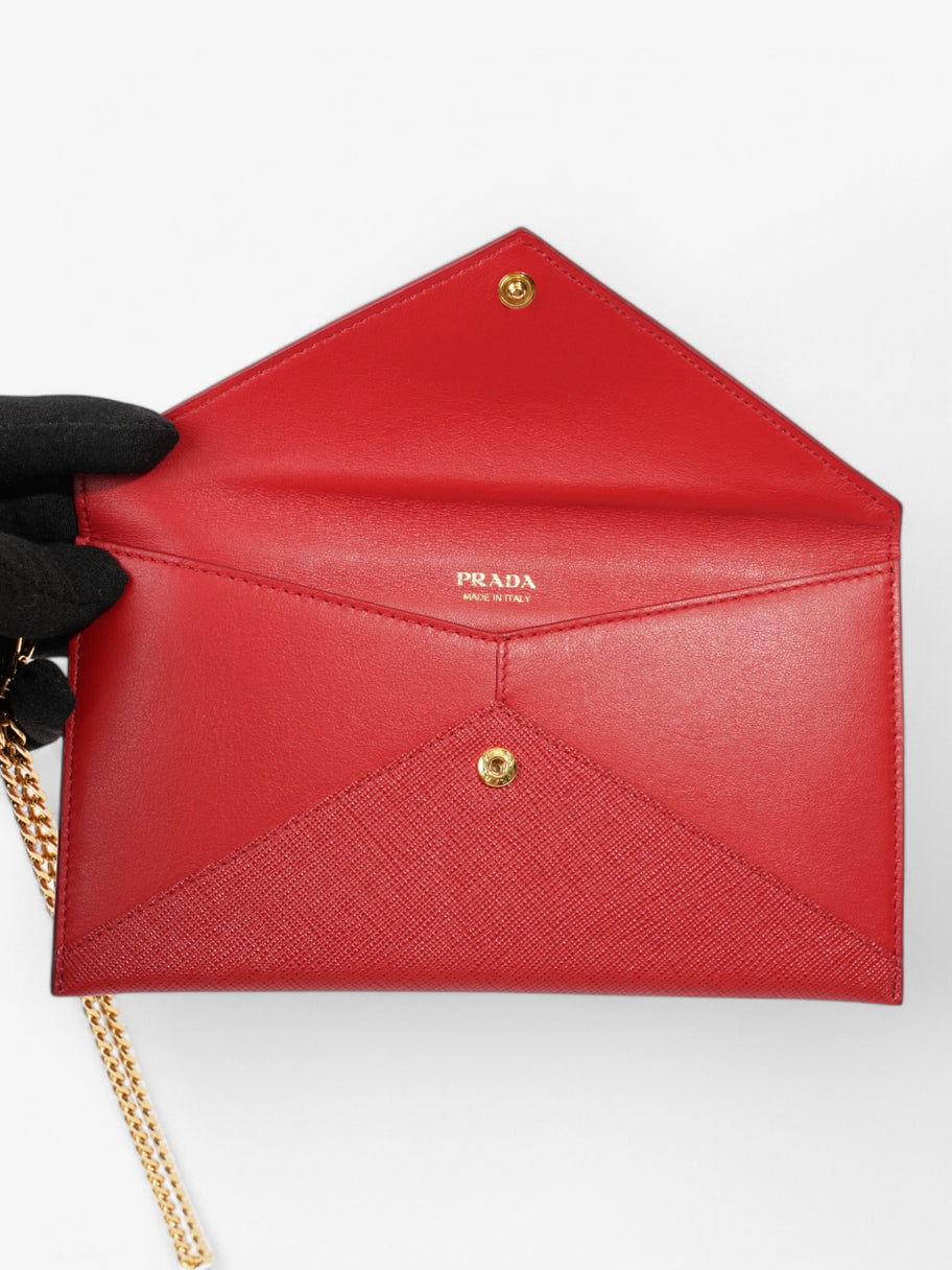 Prada Envelope Wristlet Red Saffiano Leather Image 8