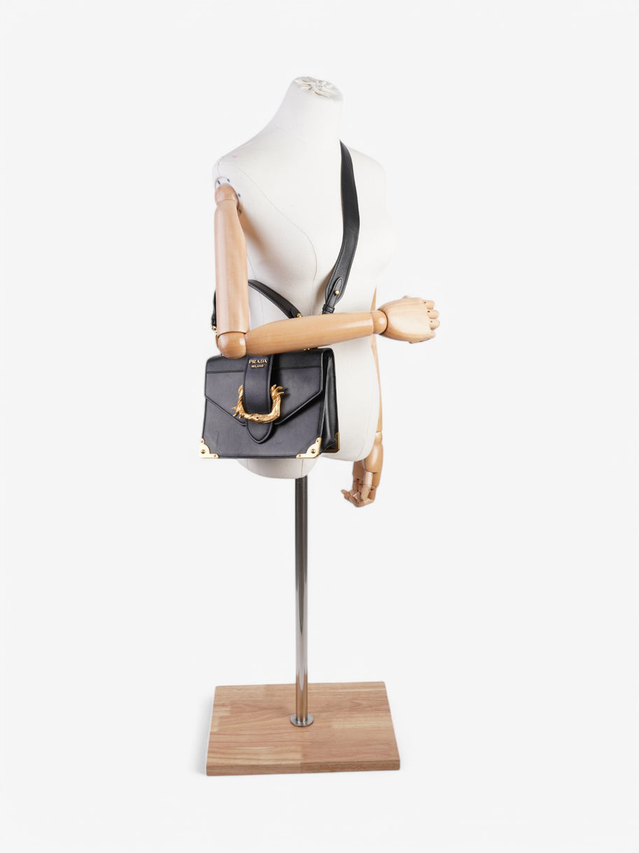 Prada Flap Bag Black / Gold Saffiano Leather Image 2