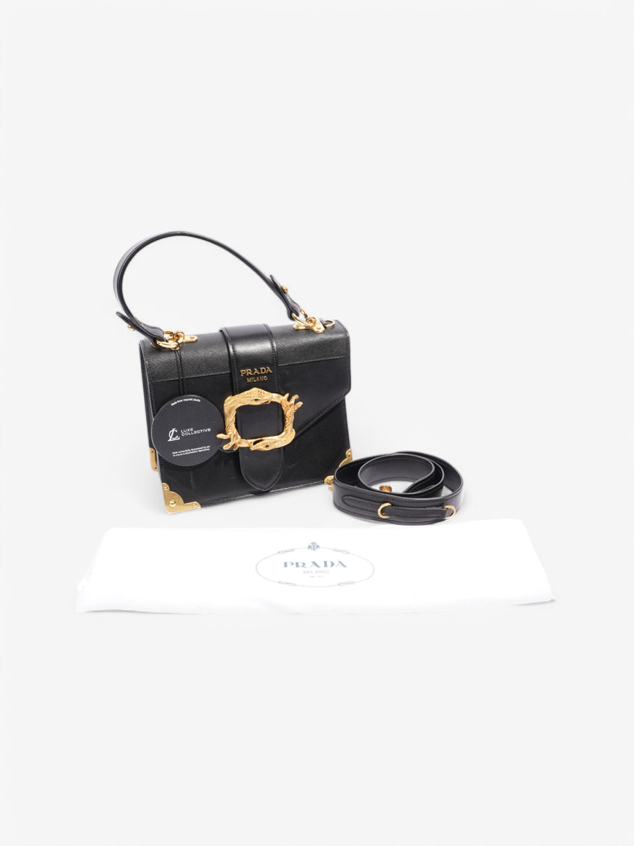 Prada Flap Bag Black / Gold Saffiano Leather Image 9