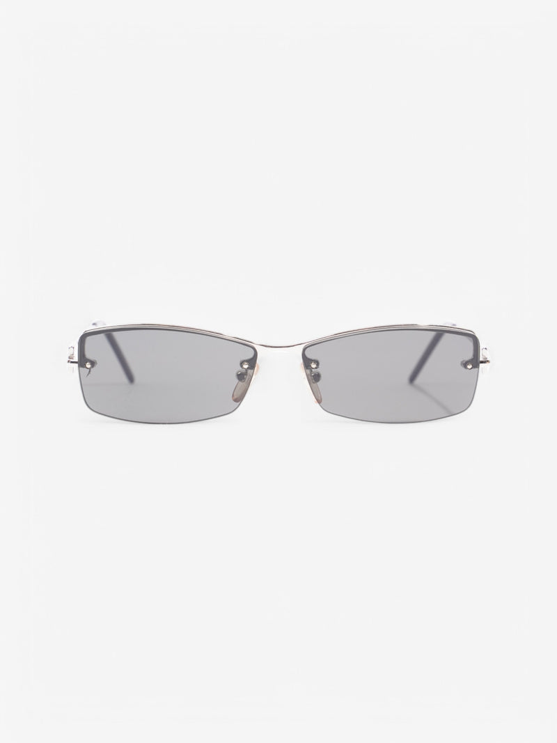  Fendi F Rectangular Sunglasses Black / Silver Acetate 135mm