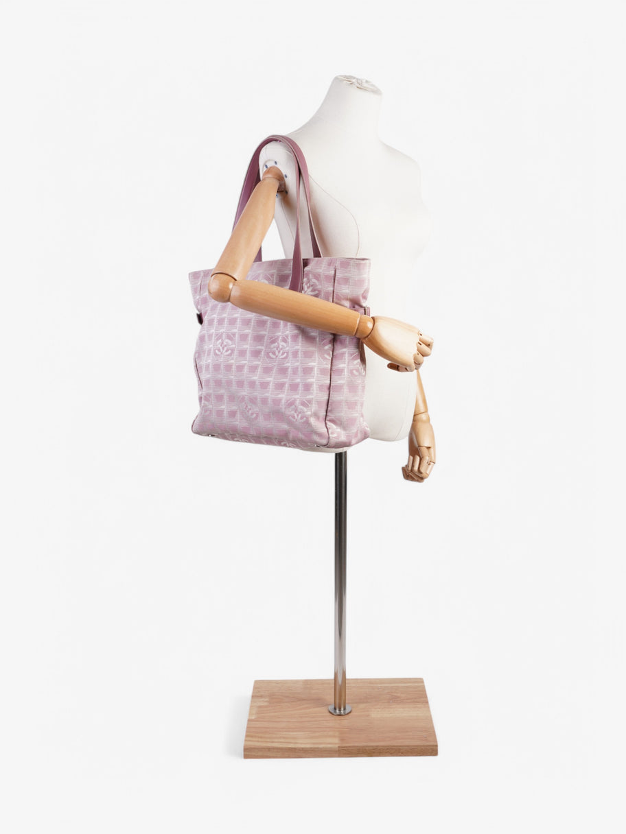 Chanel Travel Line Tote Bag Pink / White Canvas Image 2