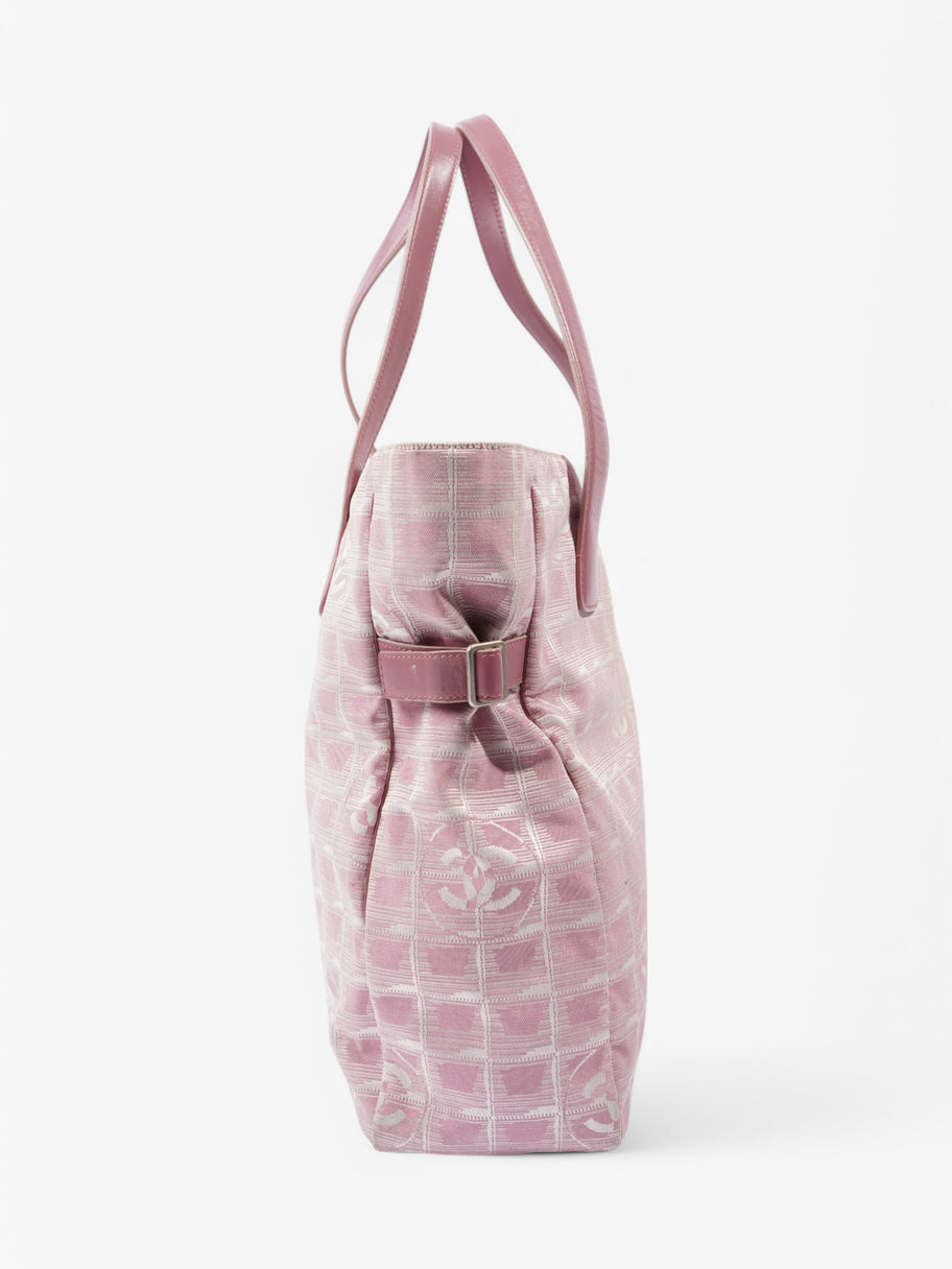 Chanel Travel Line Tote Bag Pink / White Canvas Image 5