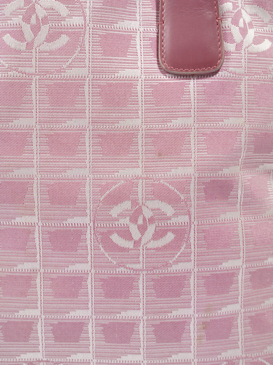 Chanel Travel Line Tote Bag Pink / White Canvas Image 7