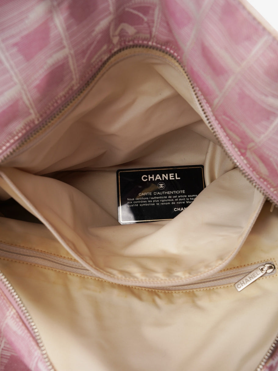 Chanel Travel Line Tote Bag Pink / White Canvas Image 9