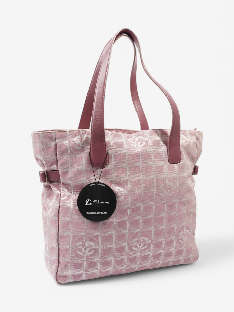 Chanel Travel Line Tote Bag Pink / White Canvas Image 10