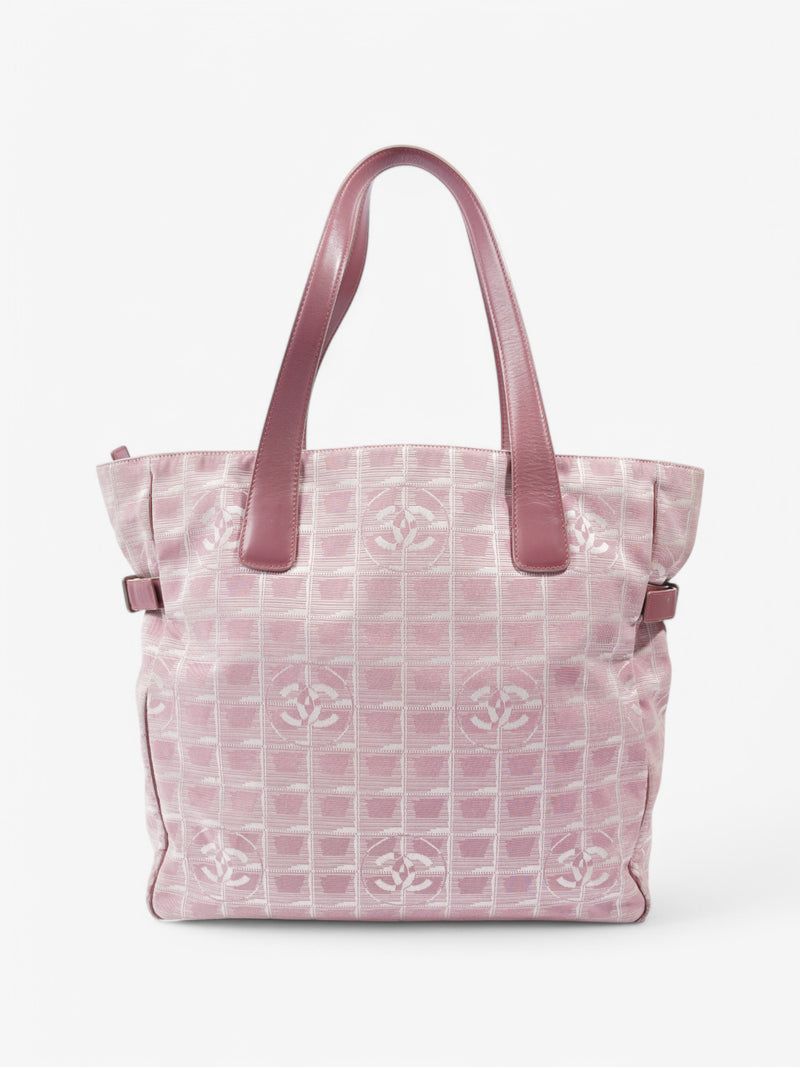  Chanel Travel Line Tote Bag Pink / White Canvas