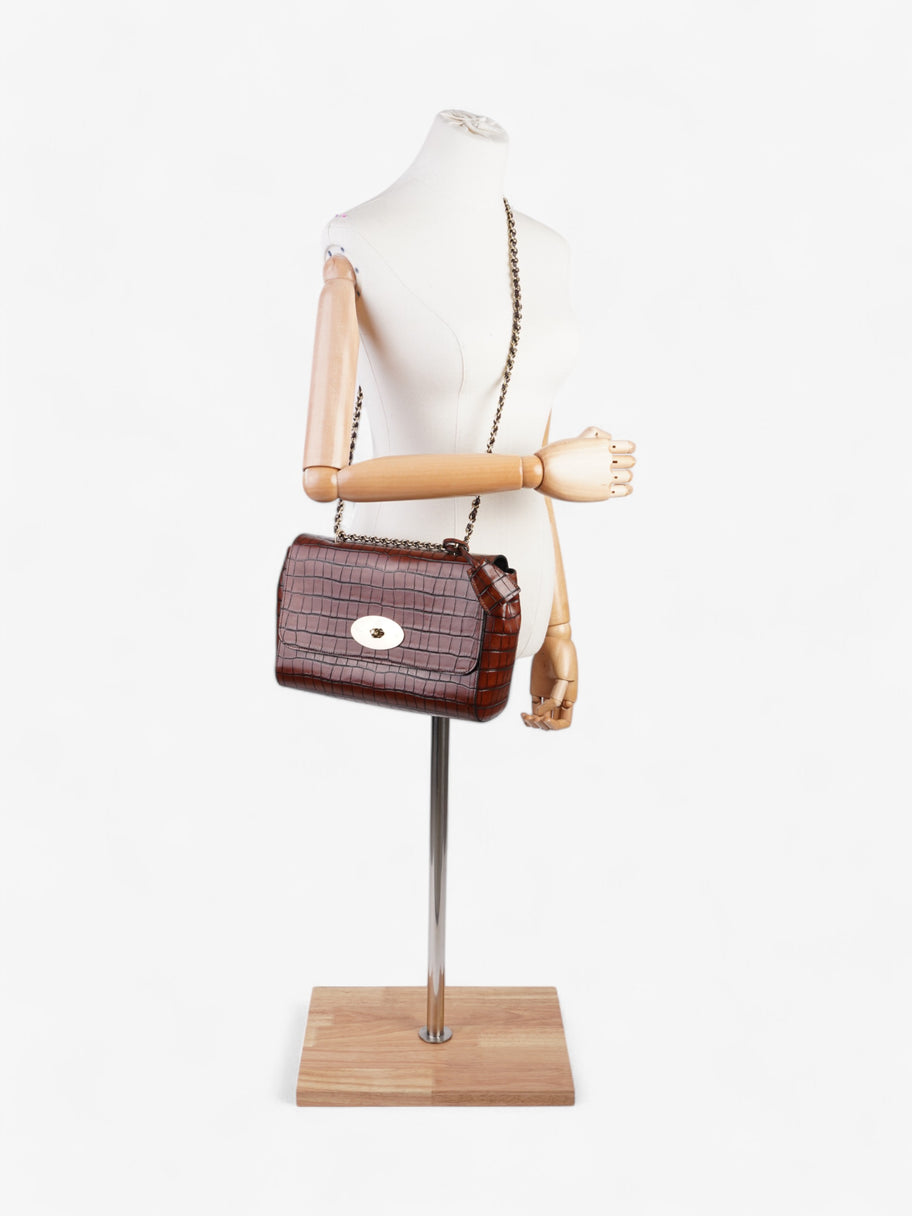 Mulberry Lily Cognac Brown Embossed Leather Medium Image 2