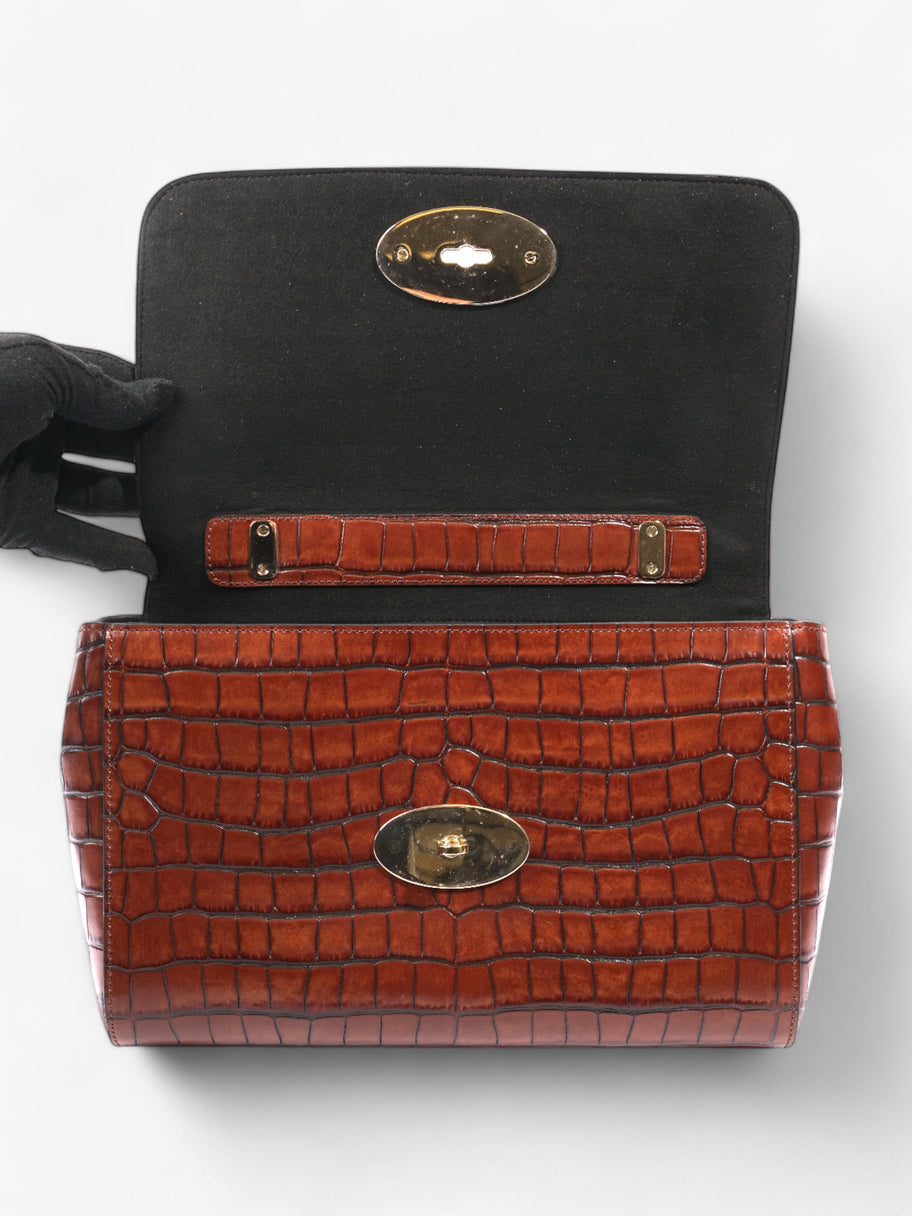Mulberry Lily Cognac Brown Embossed Leather Medium Image 8