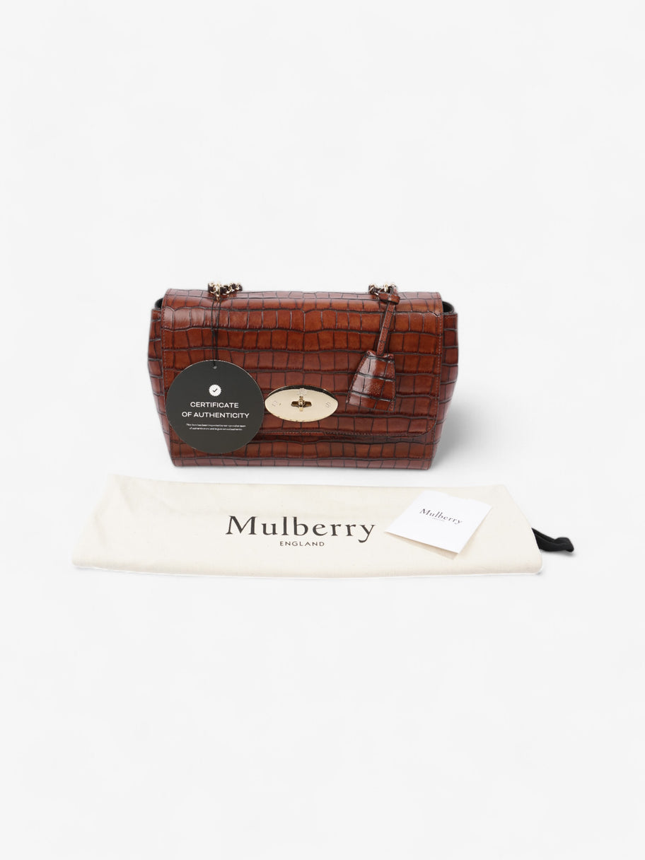 Mulberry Lily Cognac Brown Embossed Leather Medium Image 10