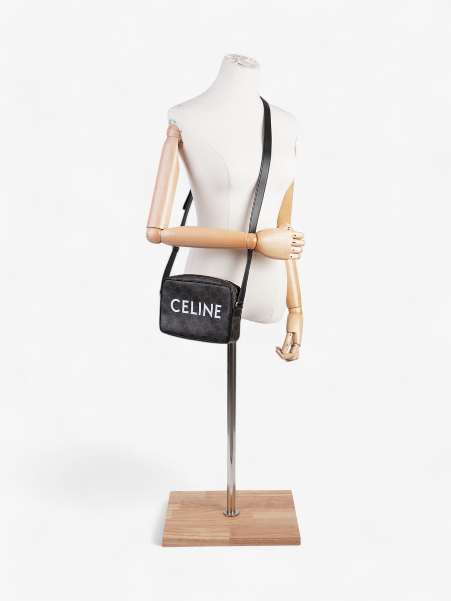 Celine Triomphe Messenger Bag Black / Brown Canvas Medium Image 2
