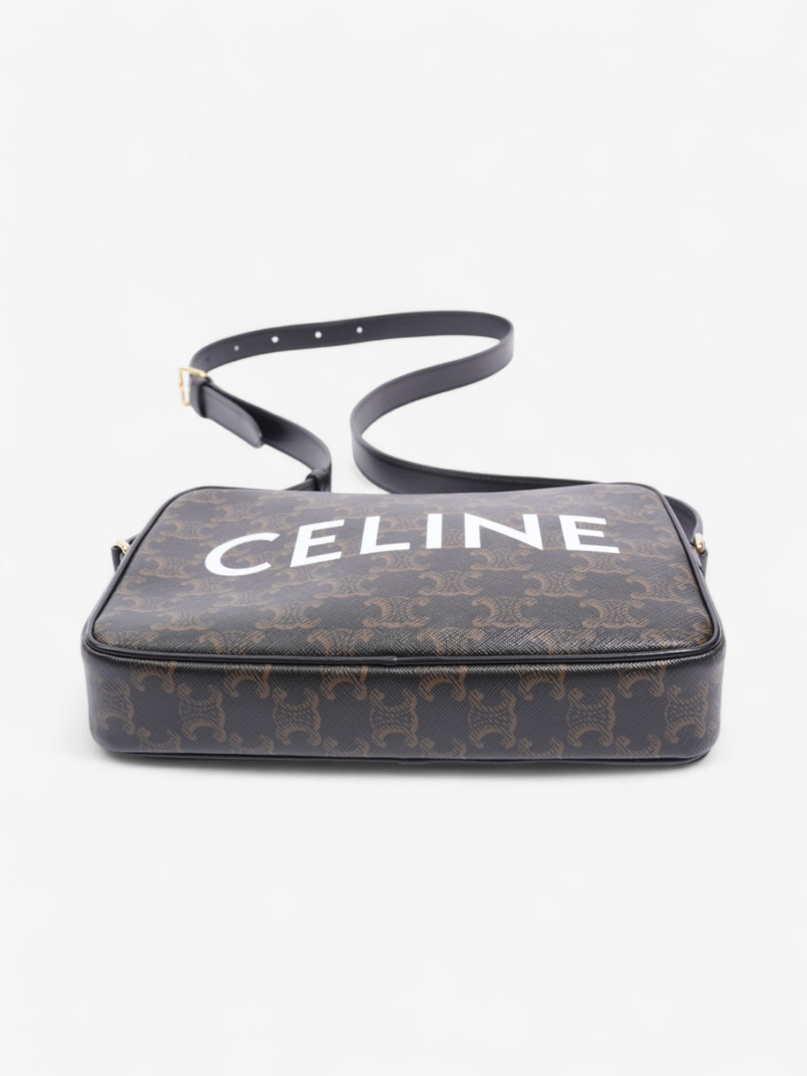 Celine Triomphe Messenger Bag Black / Brown Canvas Medium Image 6