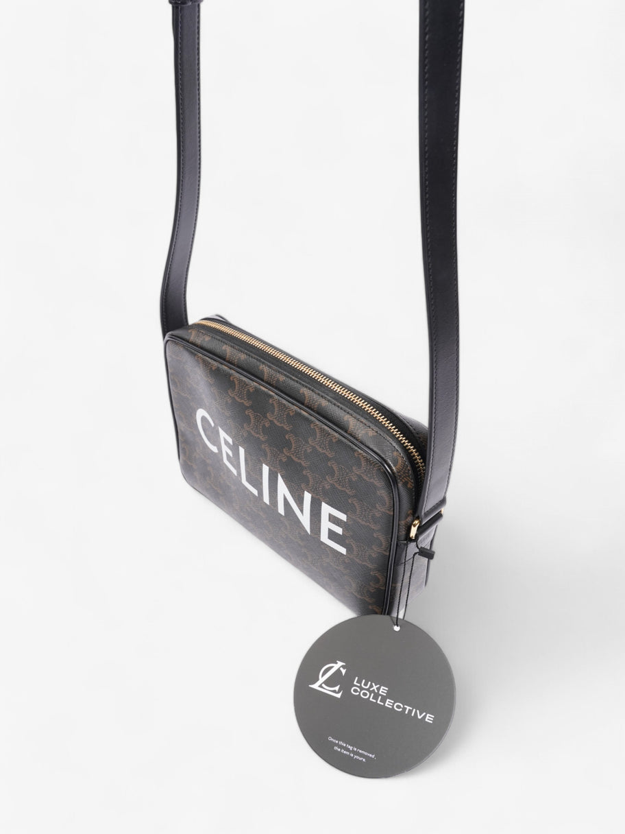 Celine Triomphe Messenger Bag Black / Brown Canvas Medium Image 8