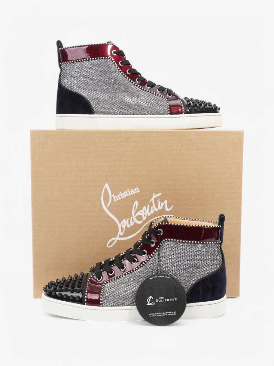 Christian Louboutin Louis Junior Spike High Top Silver / Black / Maroon  Patent Leather EU 44 UK 10 Image 10