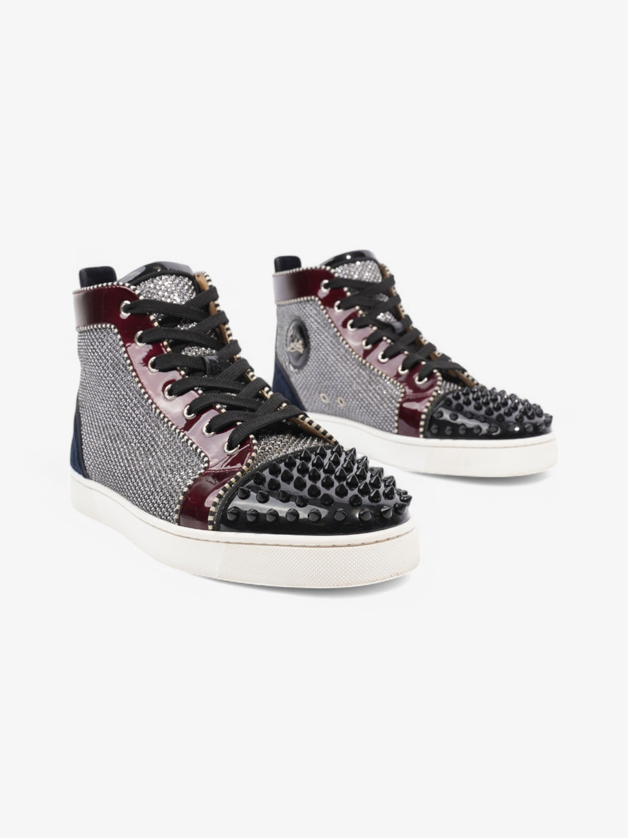 Christian Louboutin Louis Junior Spike High Top Silver / Black / Maroon  Patent Leather EU 44 UK 10 Image 2