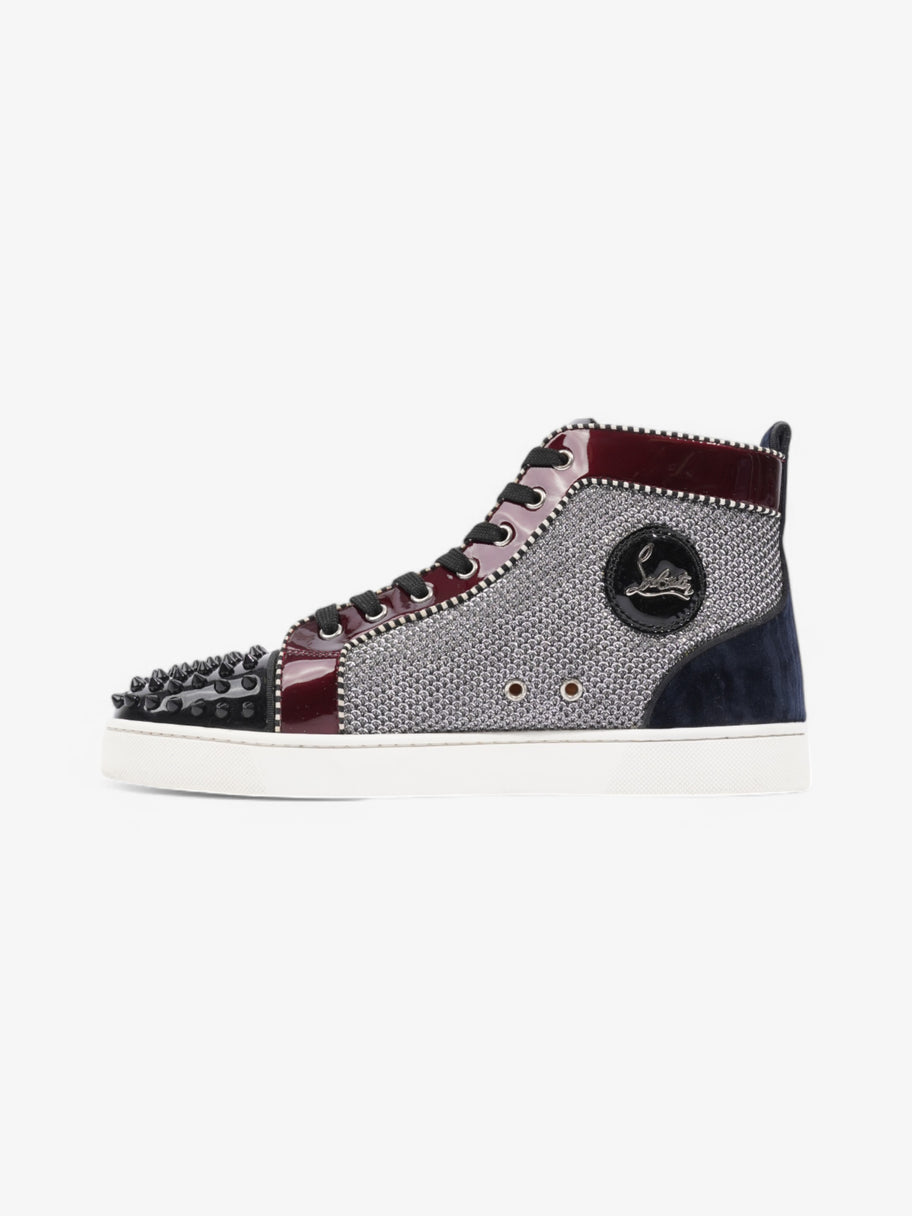 Christian Louboutin Louis Junior Spike High Top Silver / Black / Maroon  Patent Leather EU 44 UK 10 Image 3