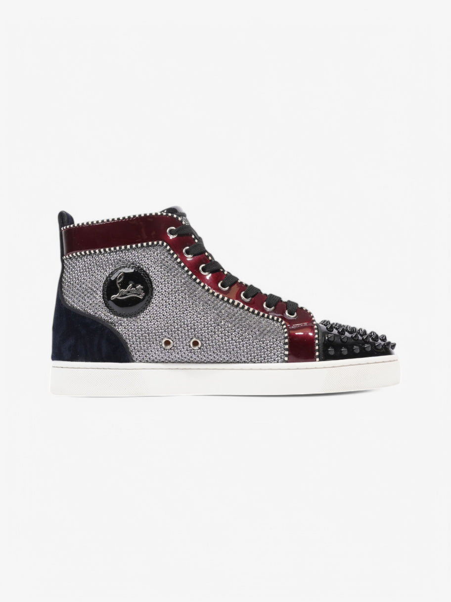 Christian Louboutin Louis Junior Spike High Top Silver / Black / Maroon  Patent Leather EU 44 UK 10 Image 4