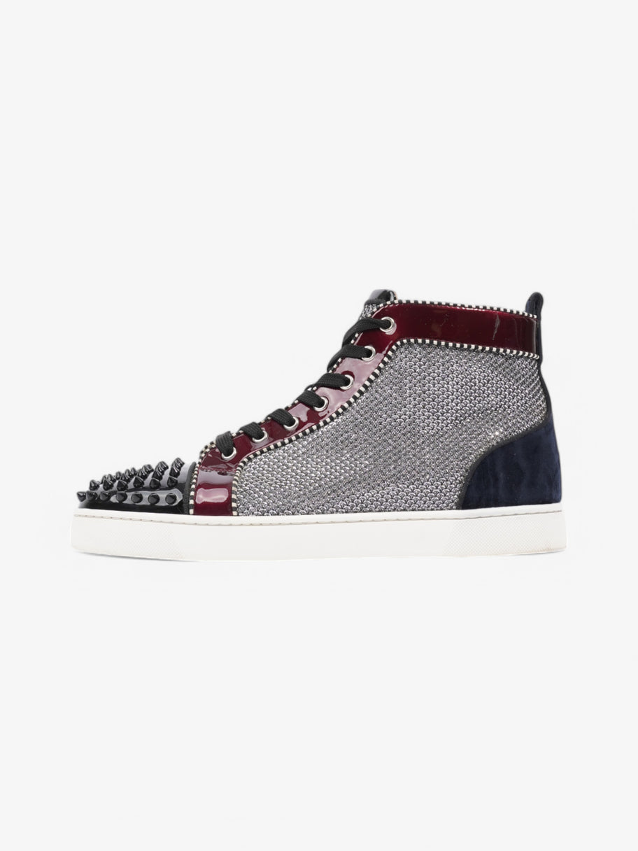 Christian Louboutin Louis Junior Spike High Top Silver / Black / Maroon  Patent Leather EU 44 UK 10 Image 5