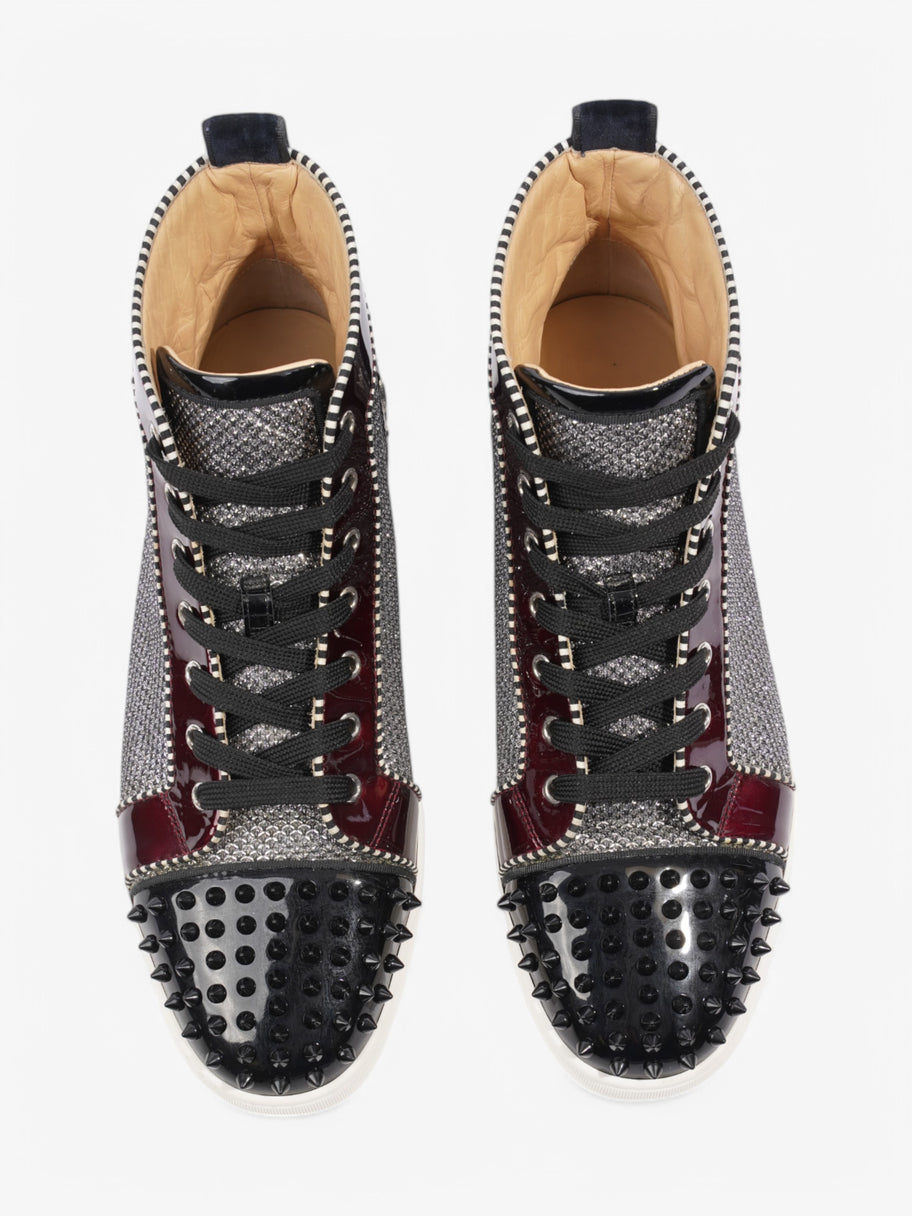 Christian Louboutin Louis Junior Spike High Top Silver / Black / Maroon  Patent Leather EU 44 UK 10 Image 8