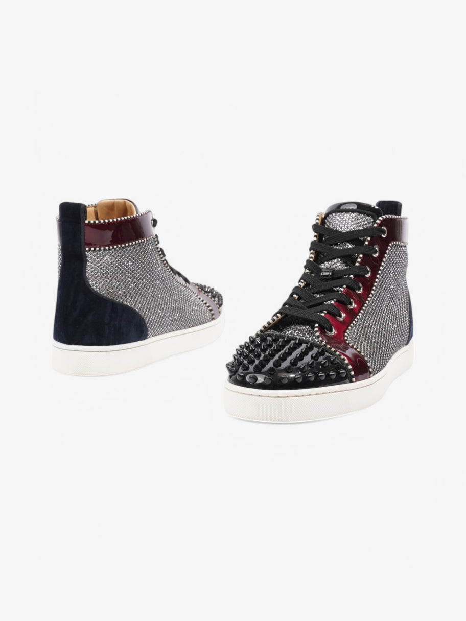 Christian Louboutin Louis Junior Spike High Top Silver / Black / Maroon  Patent Leather EU 44 UK 10 Image 9