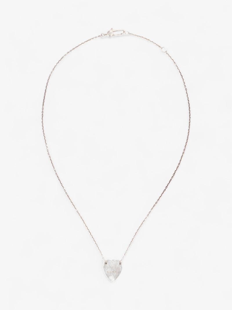  Gucci Trademark Heart Necklace Silver Silver Sterling