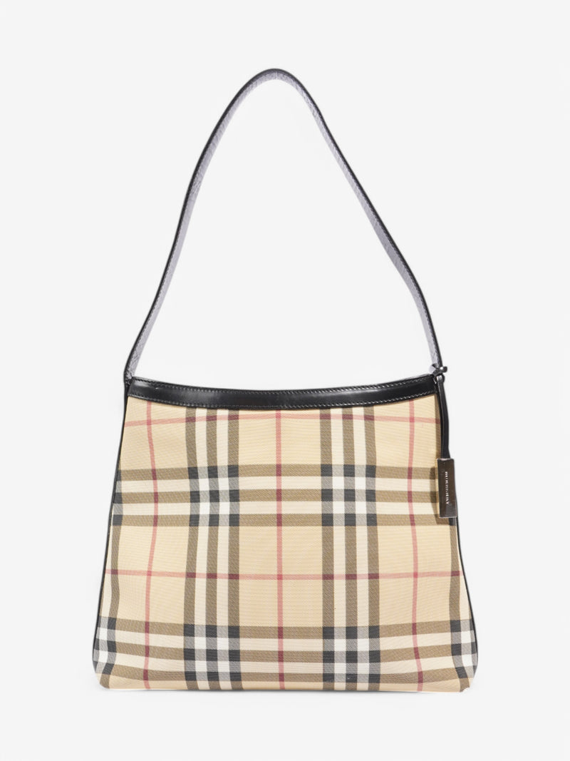  Burberry Shoulder Bag Check Coated Canvas