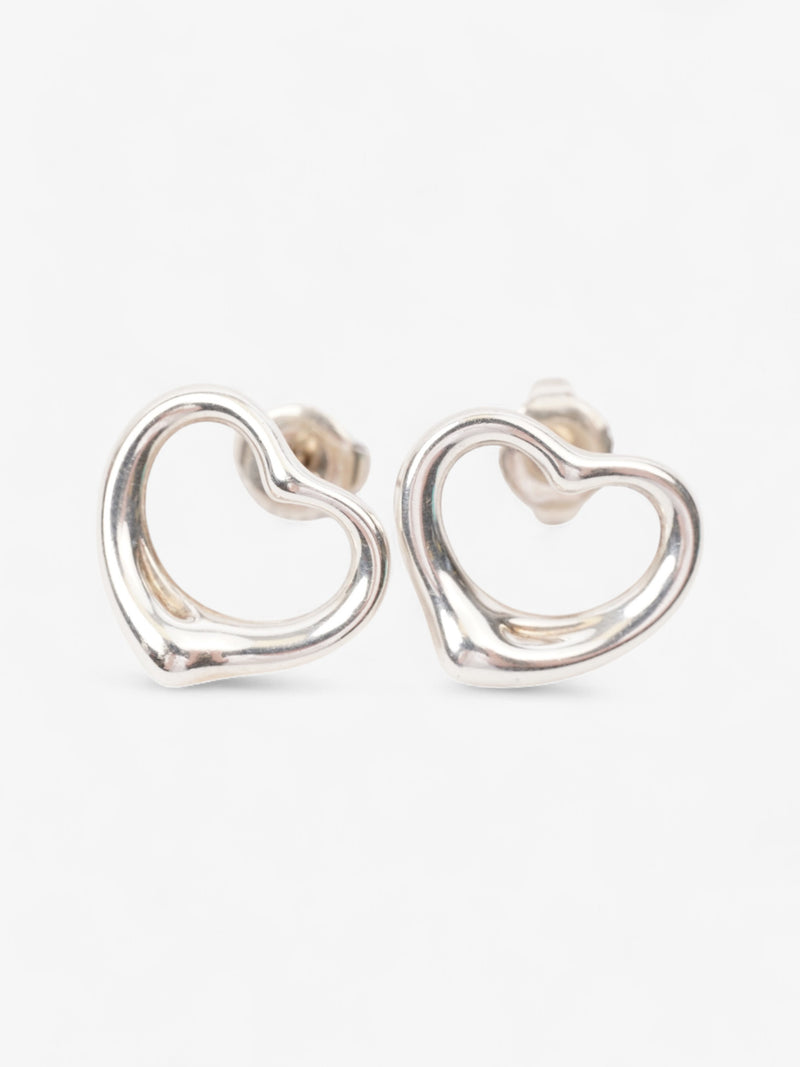  Tiffany and Co Elsa Peretti Open Heart Earrings Silver Silver Sterling