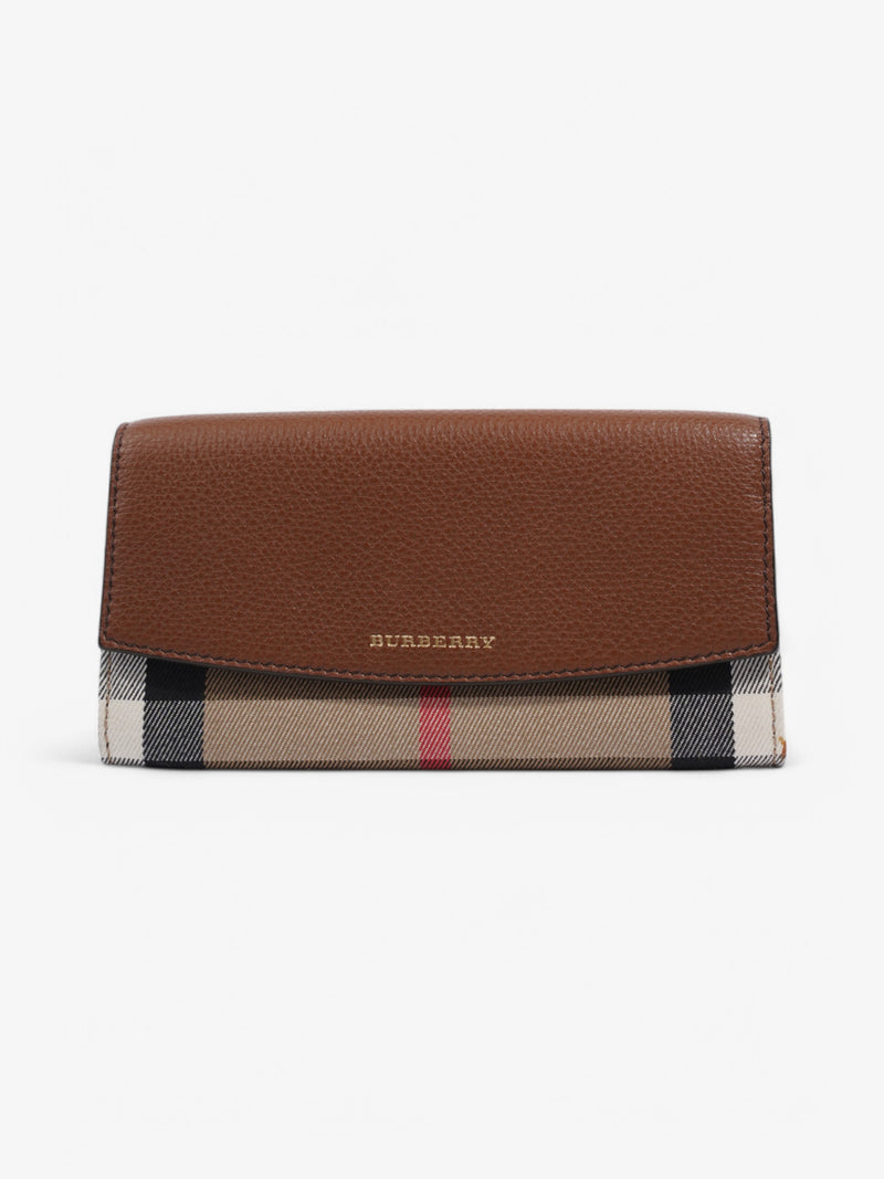  Burberry House Check and Leather Continental Wallet Brown / Beige Checkered Leather