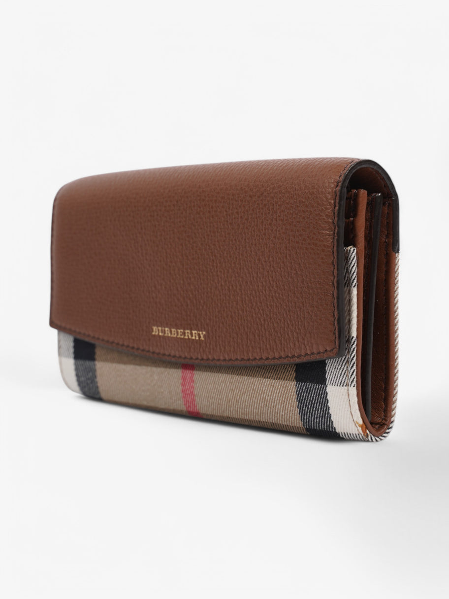 Burberry House Check and Leather Continental Wallet Brown / Beige Checkered Leather Image 3